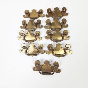 Vintage Brass Batwing Drawer‎ Pulls Lot Chippendale Hardware Set Of 9